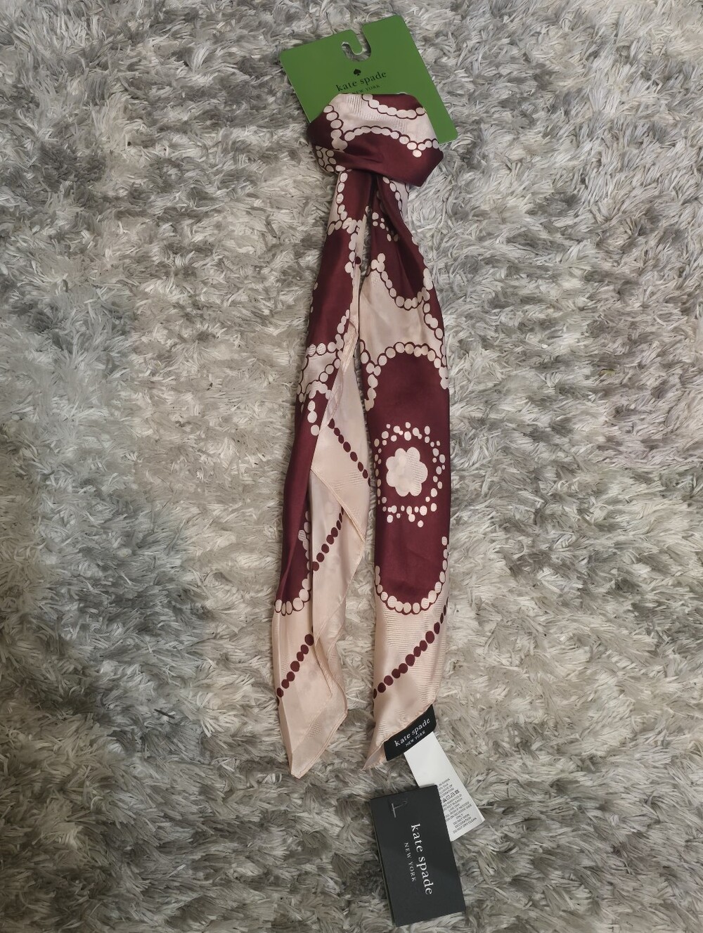 kate spade Maroon & Blush Silk Patterned Scarf